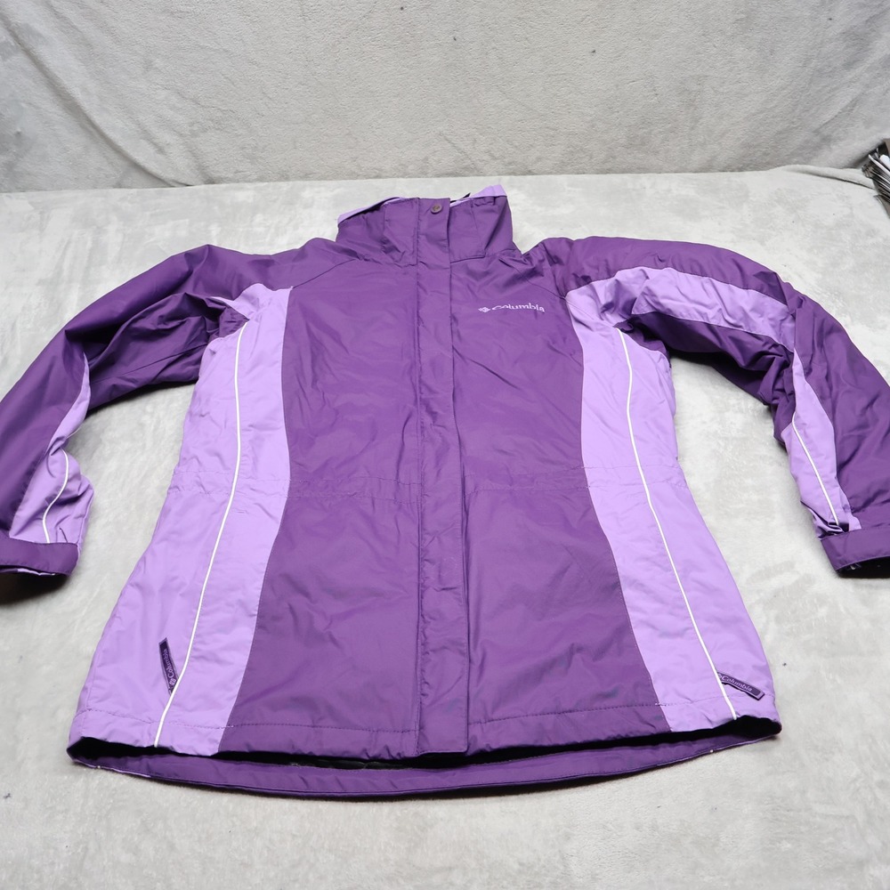 Columbia Jacket Womens Medium Purple Waterproof Snow Ski Hooded Full Zip VTG